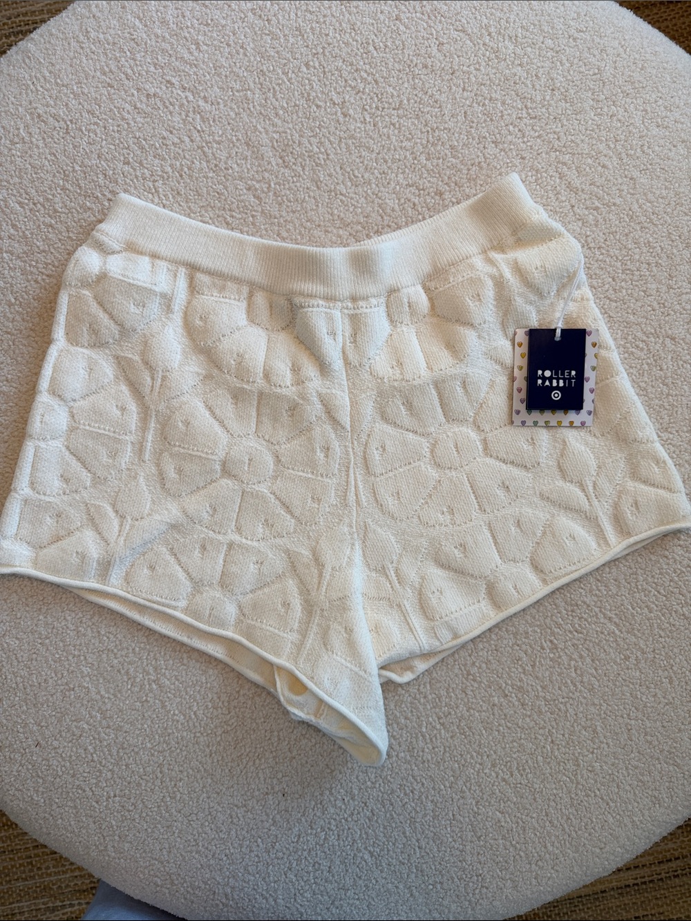 Roller Rabbit NWT Cream Daisy Knit Shorts Size M